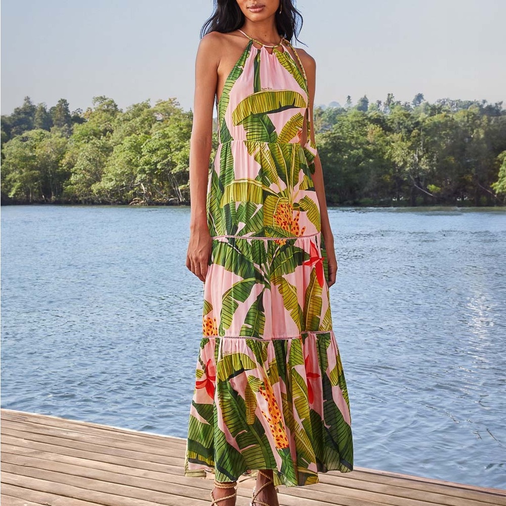 Farm Rio Tropical Maxi Dress Size XL Colorful Brazil Resort Vacation
XL new tag
